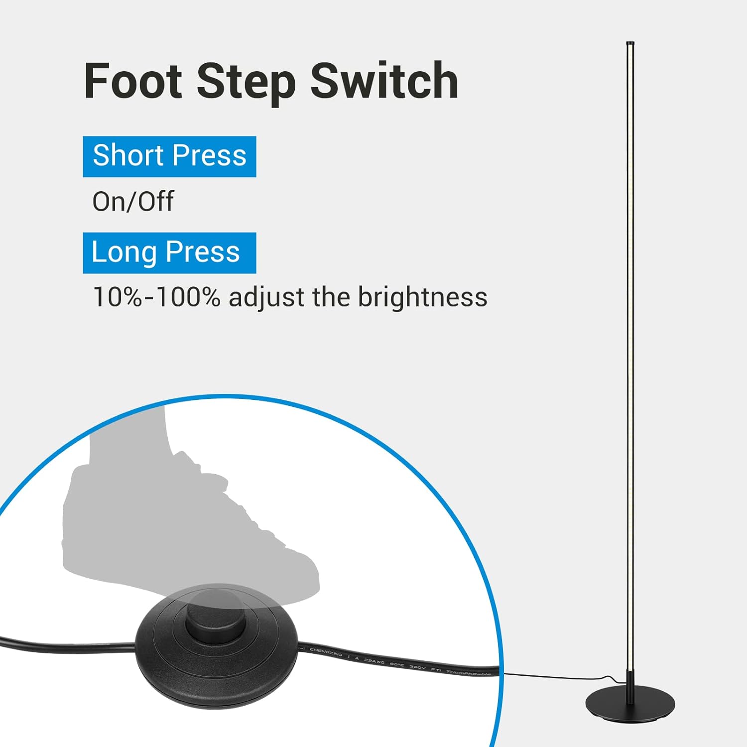 DEWENWILS 57.5" Minimalist LED Corner Floor Lamp, Set of 2 Modern Dimmable Mood Lighting, Standing Tall Floor Lamp for Living Room, Bedroom, Office, 3000K Warm White Light (Black) - Image 5