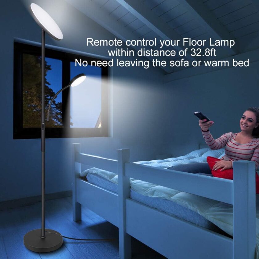 Dimunt Floor Lamp LED Floor Lamps for Living Room Bright Lighting, 27W/2000LM Main Light and 7W/350LM Side Reading Lamp, Adjustable 3 Colors Tall Lamp with Remote & Touch Control - Image 7