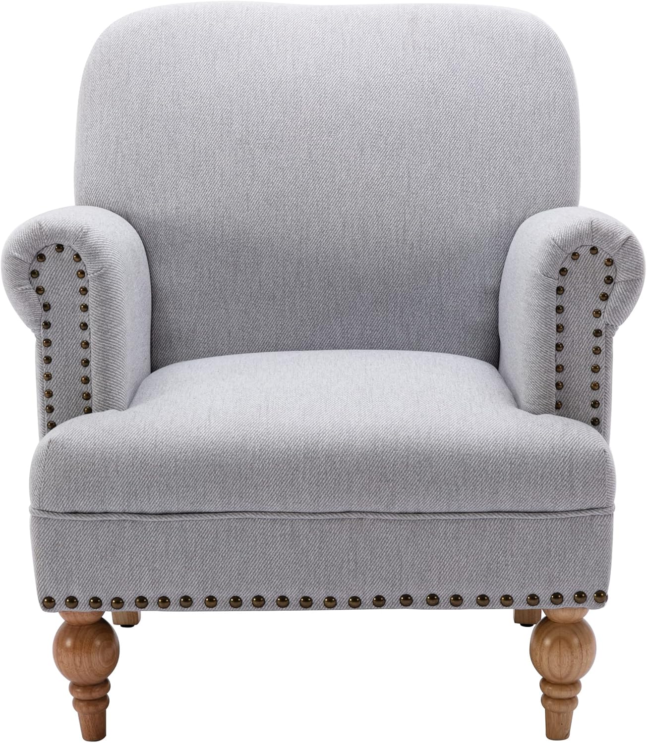 DM Furniture Wide Armchair Modern Linen Accent Chair Comfy Reading Chairs Upholstered Lounge Chair Single Sofa Couch for Bedroom\/Living Room, Grey 30.5D x 31.5W x 17.75H in