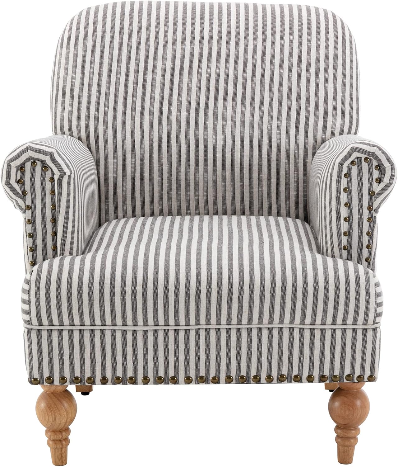 DM Furniture Wide Armchair Modern Linen Accent Chair Comfy Reading Chairs Upholstered Lounge Chair Single Sofa Couch for Bedroom\/Living Room, Grey 30.5D x 31.5W x 17.75H in - Image 8