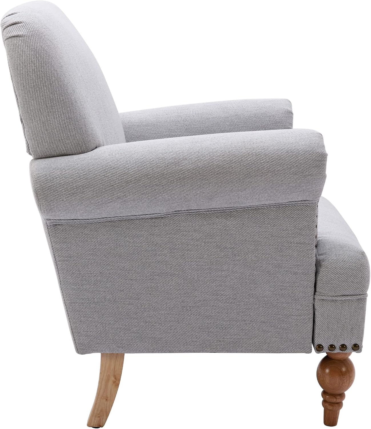 DM Furniture Wide Armchair Modern Linen Accent Chair Comfy Reading Chairs Upholstered Lounge Chair Single Sofa Couch for Bedroom\/Living Room, Grey 30.5D x 31.5W x 17.75H in - Image 4