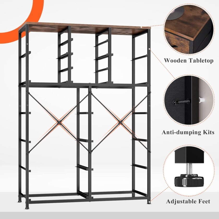 EnHomee 16 Drawer Dresser, Tall Dresser for Bedroom with Wooden Top and Sturdy Metal Frame, Large Dressers & Chest of Drawers for Bedroom Closet Living Room Entry,57.1"Hx 37.4"W x 11.8"D, Rustic Brown - Image 6