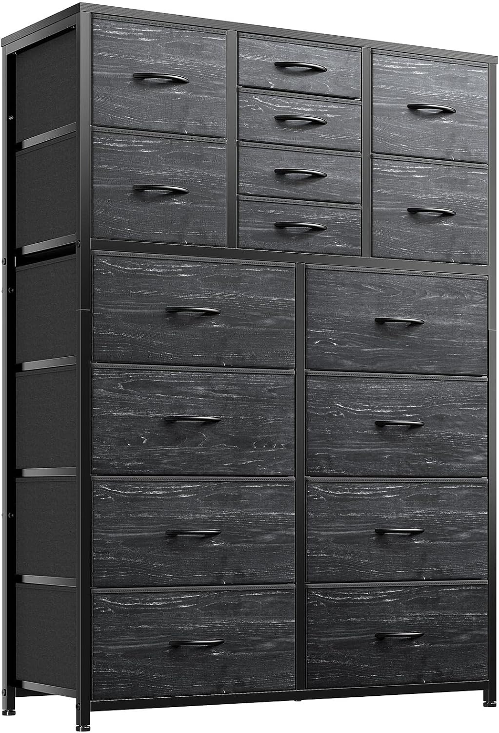 EnHomee 16 Drawer Dresser, Tall Dresser for Bedroom with Wooden Top and Sturdy Metal Frame, Large Dressers & Chest of Drawers for Bedroom Closet Living Room Entry,57.1"Hx 37.4"W x 11.8"D, Rustic Brown - Image 10