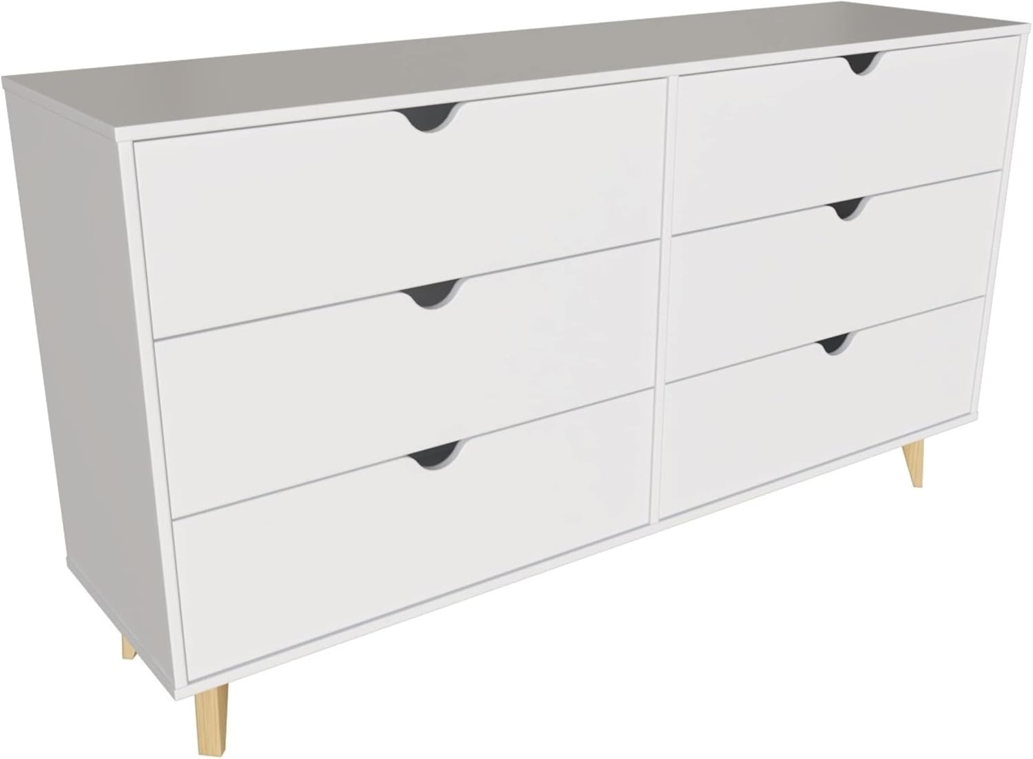 FALKK Furniture \u2013 Wide 6-Drawer Dresser \u2013 Double Wooden Dresser Cabinet \u2013 Versatile Furniture Nursery, Living & Bedroom \u2013 Convenient Free Stand Home Organizer (White) - Image 3