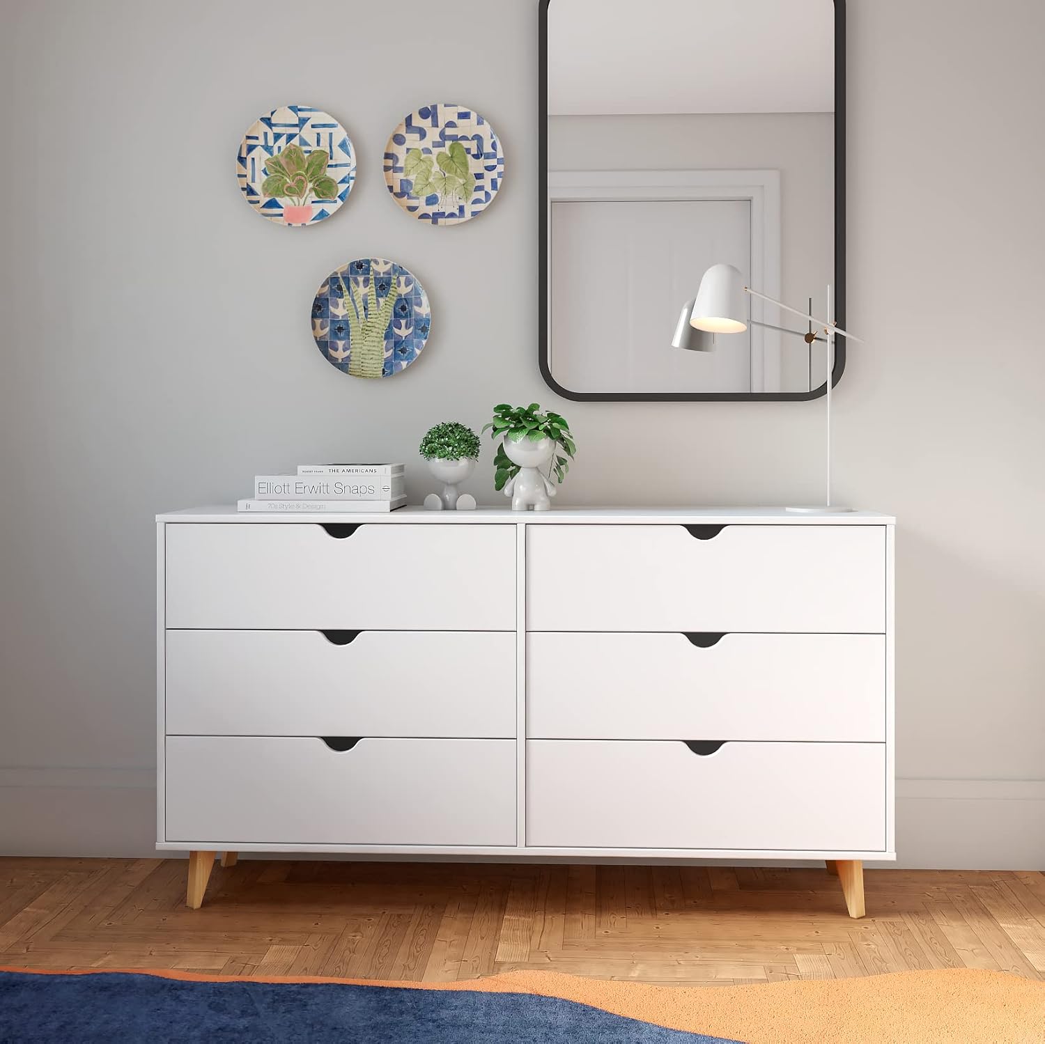 FALKK Furniture \u2013 Wide 6-Drawer Dresser \u2013 Double Wooden Dresser Cabinet \u2013 Versatile Furniture Nursery, Living & Bedroom \u2013 Convenient Free Stand Home Organizer (White) - Image 6