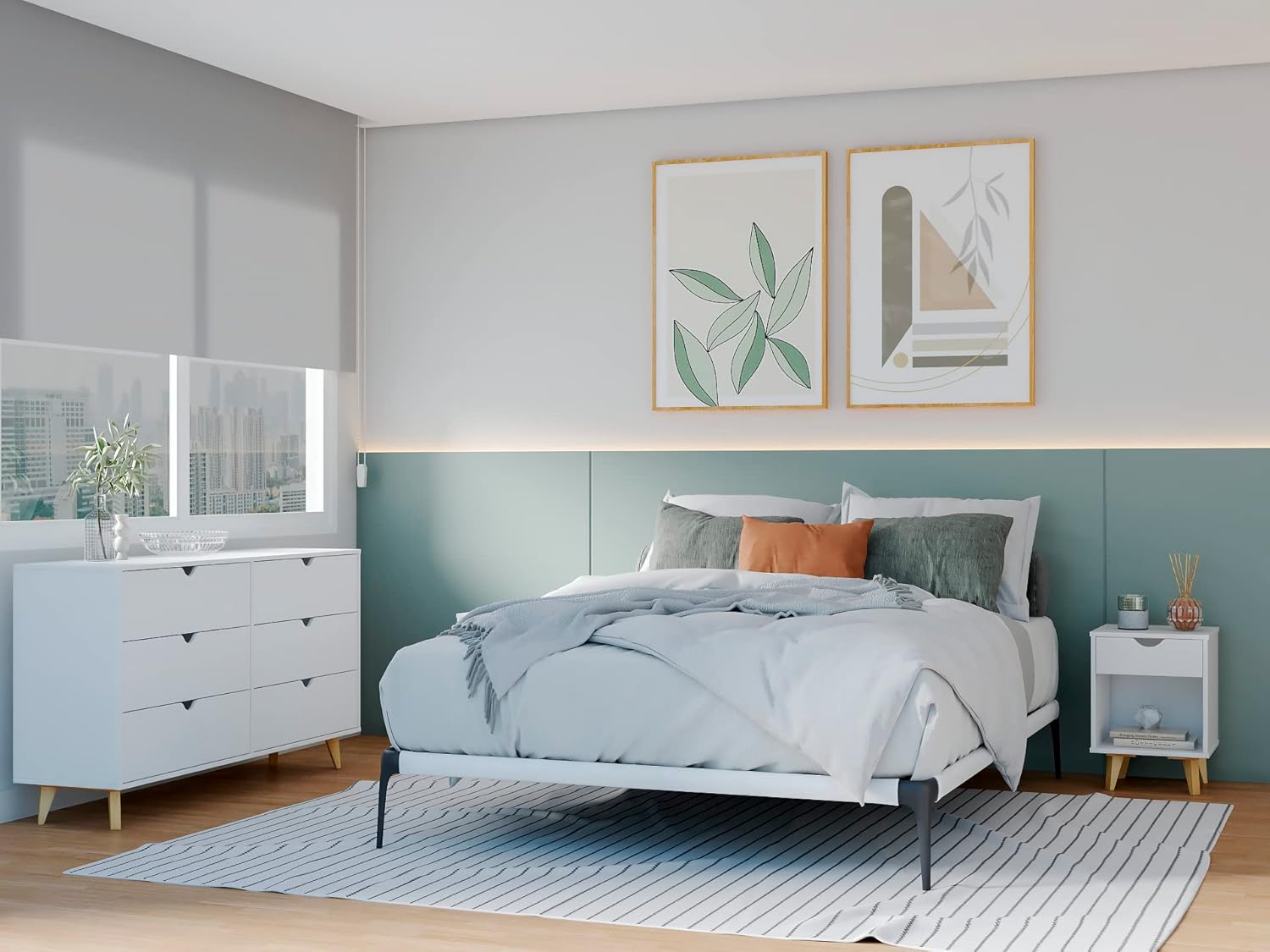 FALKK Furniture \u2013 Wide 6-Drawer Dresser \u2013 Double Wooden Dresser Cabinet \u2013 Versatile Furniture Nursery, Living & Bedroom \u2013 Convenient Free Stand Home Organizer (White) - Image 5