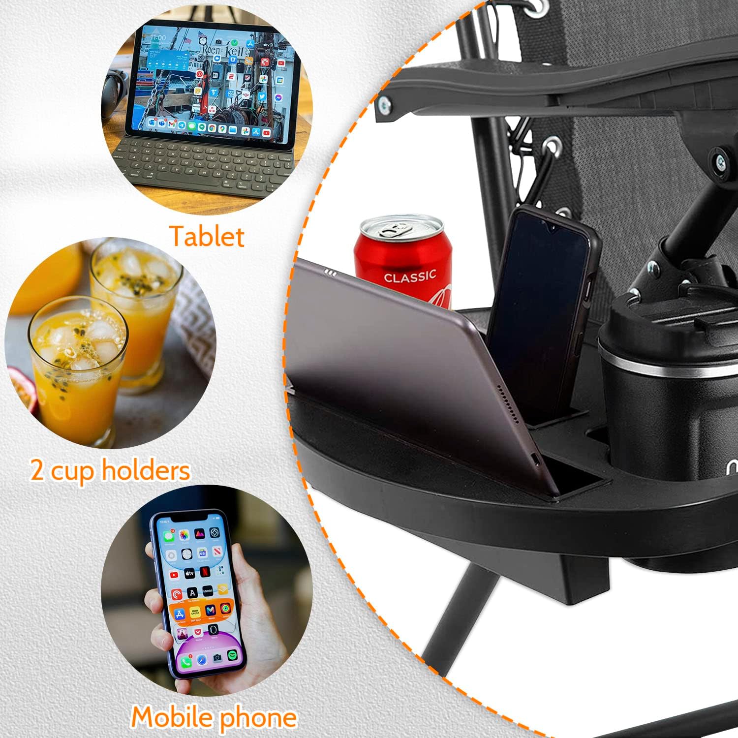 FDW Patio Chair Outdoor Furniture Zero Gravity Chair Patio Lounge Camping Chair Set of 2 Recliner Adjustable Folding for Pool Side Camping Yard Beach - Image 6