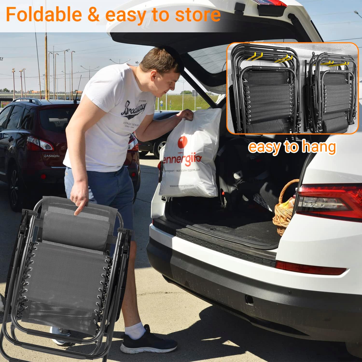 FDW Patio Chair Outdoor Furniture Zero Gravity Chair Patio Lounge Camping Chair Set of 2 Recliner Adjustable Folding for Pool Side Camping Yard Beach - Image 7