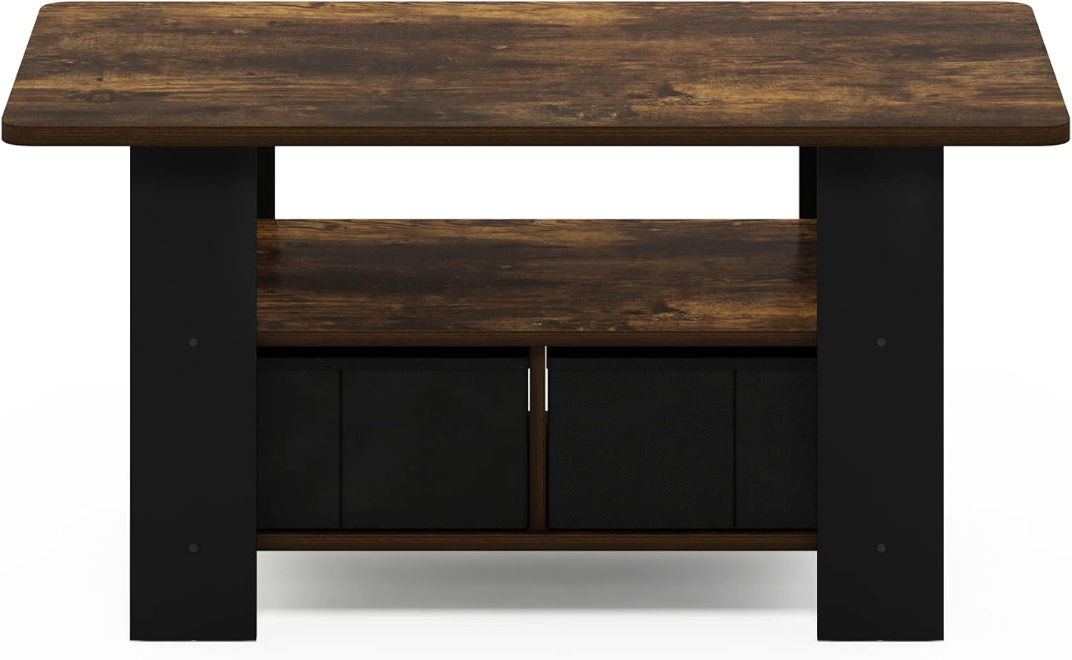 Furinno Andrey Coffee Table with Bin Drawer, Amber Pine/Black - Image 6