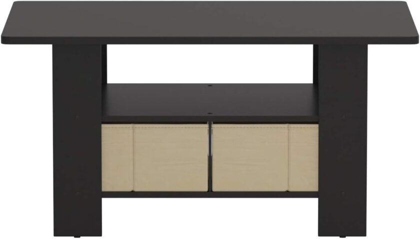 Furinno Coffee Table with Bins, Espresso\/Brown - Image 13