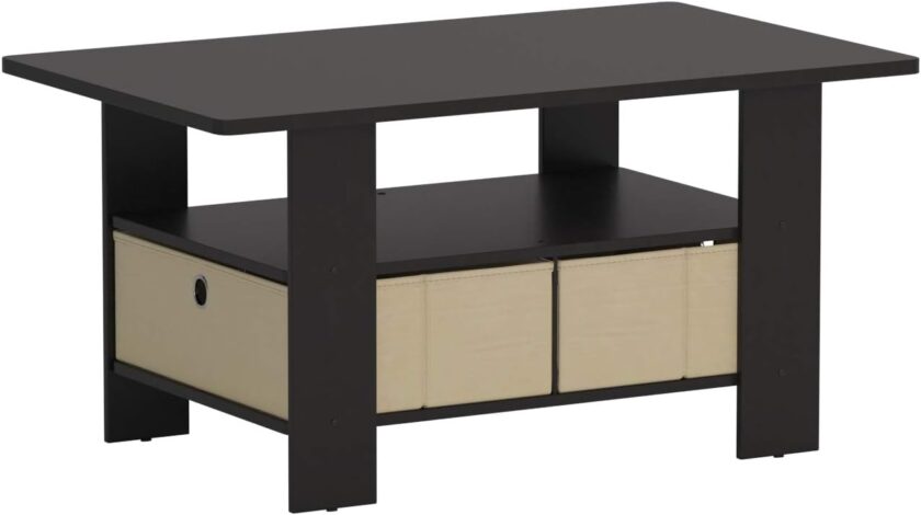Furinno Coffee Table with Bins, Espresso\/Brown - Image 10