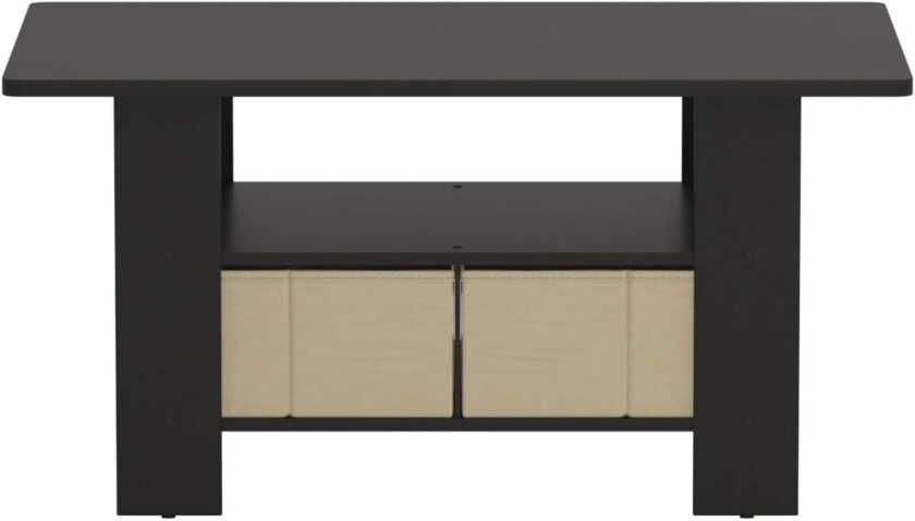 Furinno Coffee Table with Bins, Espresso\/Brown - Image 11