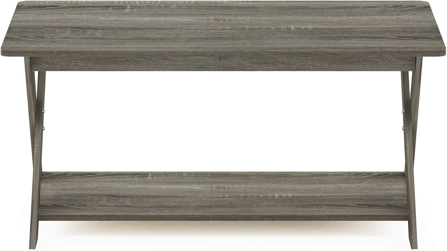 Furinno Modern Simplistic Criss-Crossed Coffee Table, 35.4 in x 19.6 in x 16 in, French Oak Grey - Image 4