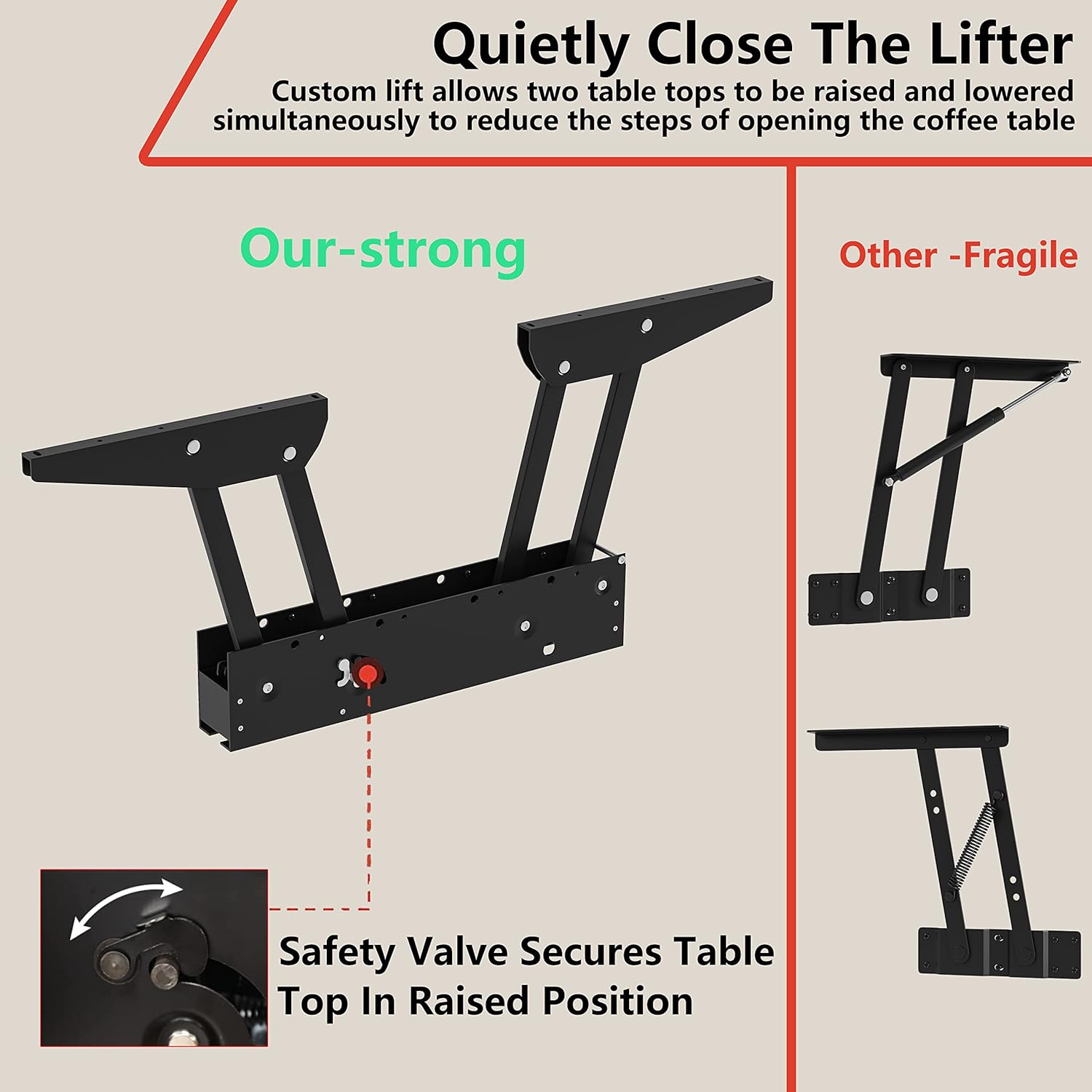 Furniouse Coffee Table Lift Top, 3 in 1 Multi-Function Coffee Table with Hidden Compartment, Coffee Table Converts to Dining Table for Living Room, Home Office, Rustic Brown - Image 6