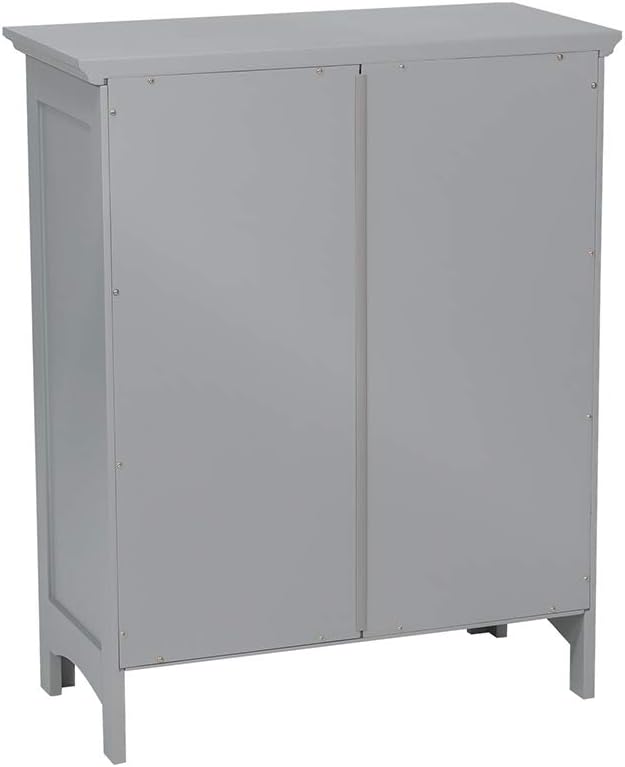 glitzhome 32.5 Inch Free Standing Storage Cabinet Wooden Floor Cabinet Accent Display with Double Doors and Drawer Bathroom Furniture Grey - Image 6