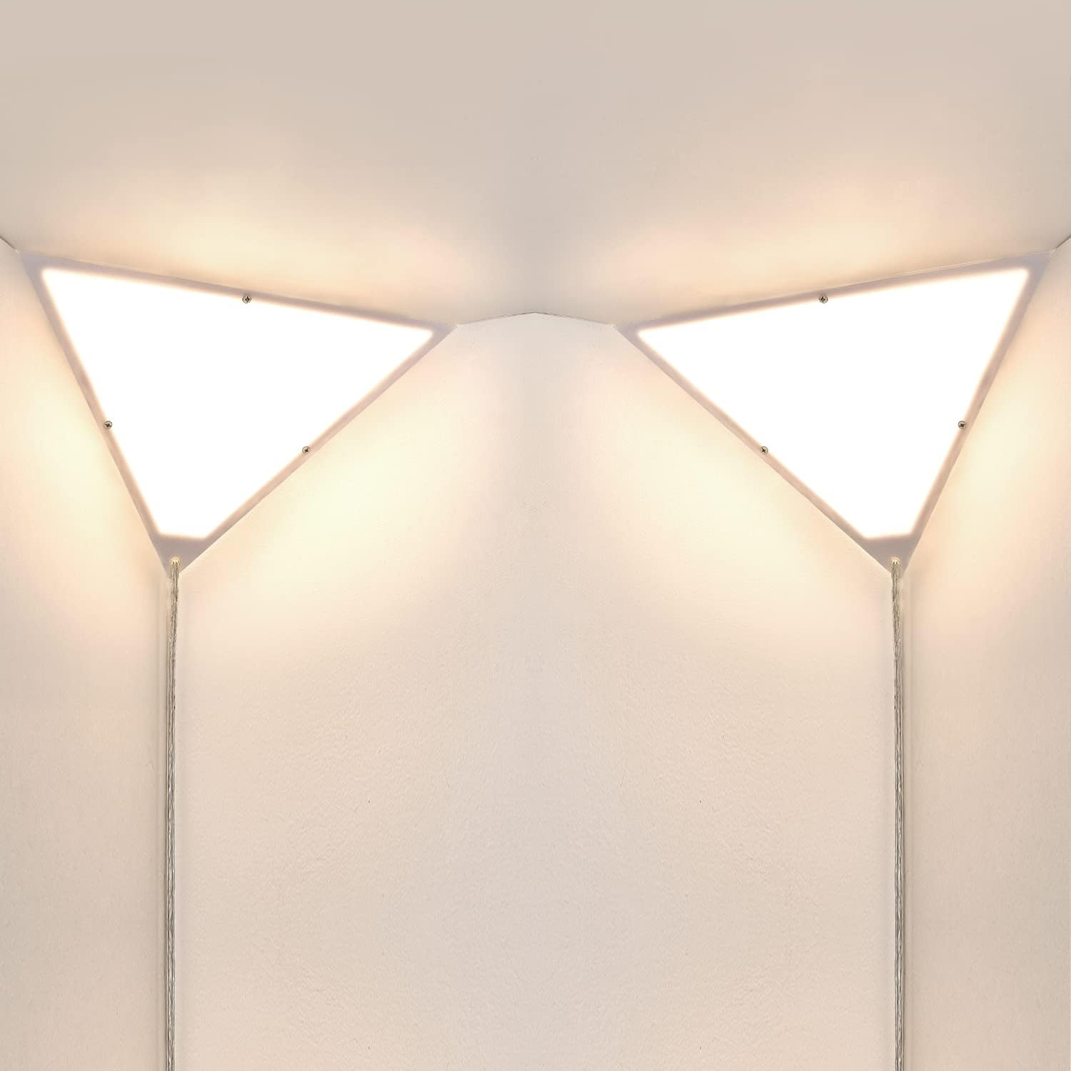 haultop 2 Pack Triangle Corner Lights for Living Room, Modern with Acrylic White Shade, Corner Ceiling Light Plug in Cord, Corner Wall Light for Bedroom, Office, Hallway