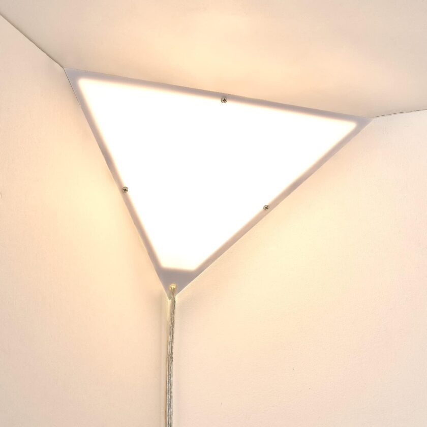haultop 2 Pack Triangle Corner Lights for Living Room, Modern with Acrylic White Shade, Corner Ceiling Light Plug in Cord, Corner Wall Light for Bedroom, Office, Hallway - Image 7