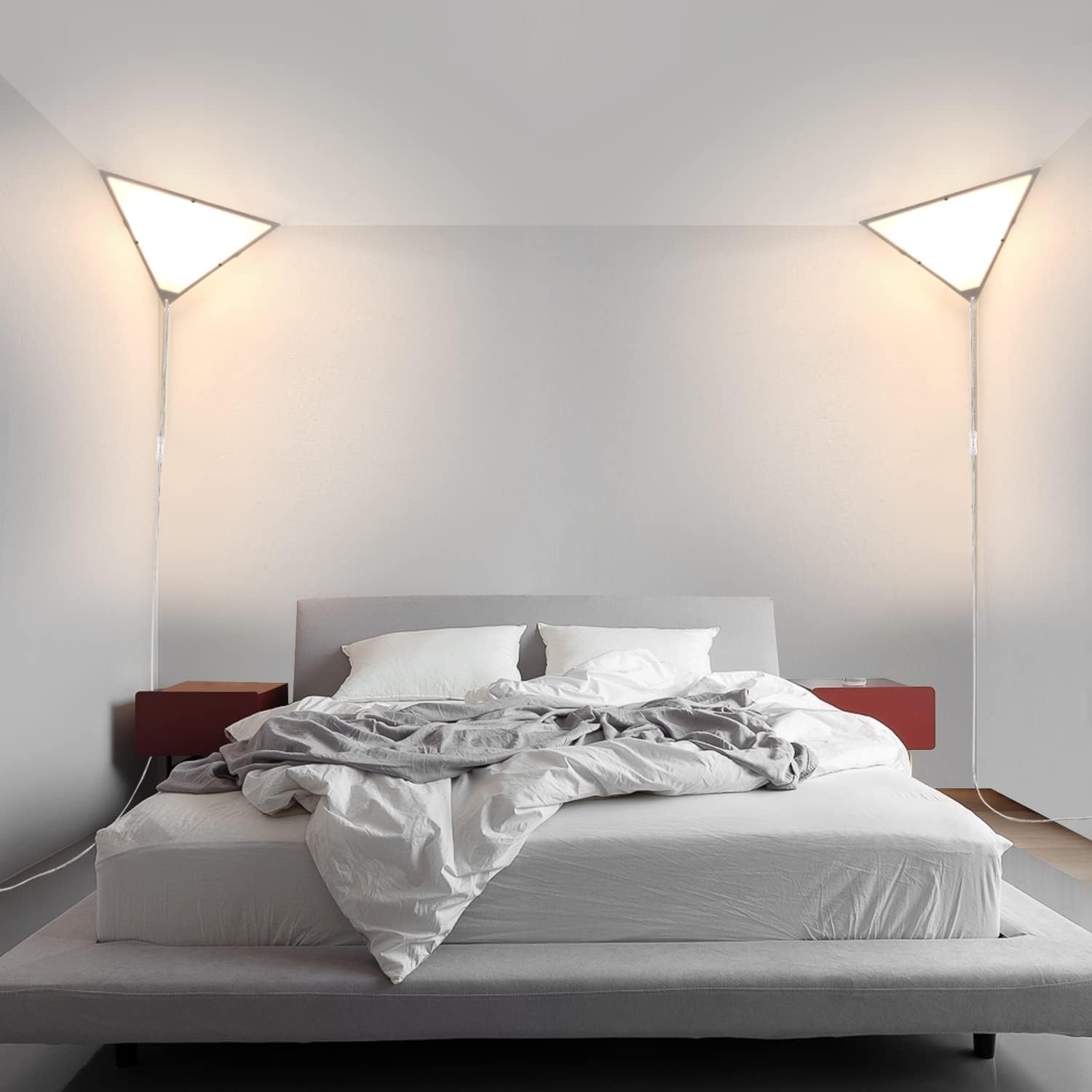 haultop 2 Pack Triangle Corner Lights for Living Room, Modern with Acrylic White Shade, Corner Ceiling Light Plug in Cord, Corner Wall Light for Bedroom, Office, Hallway - Image 3