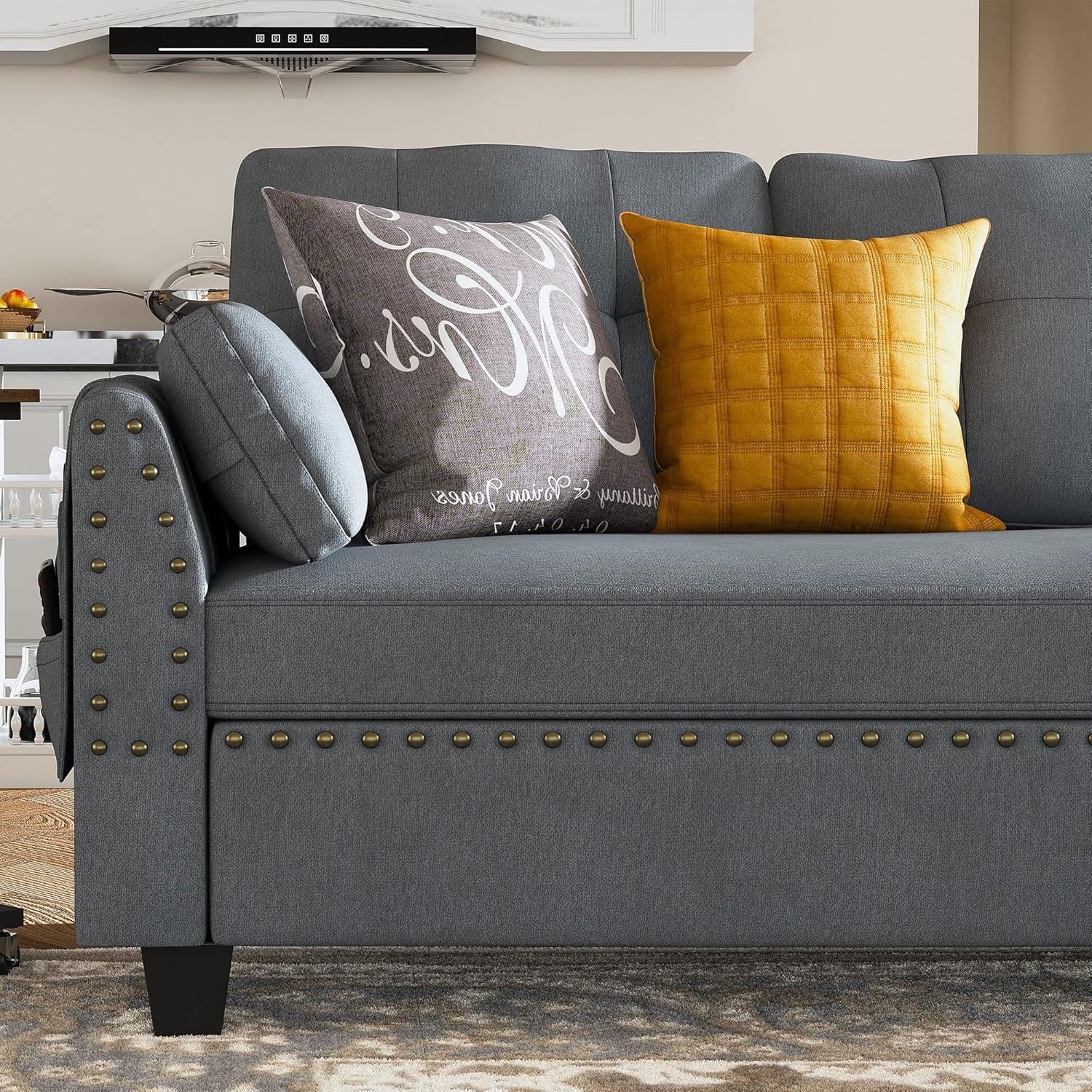 HONBAY Convertible Sectional Sofa L Shaped Couch Reversible Sectional for Small Apartment, Bluish Grey - Image 8