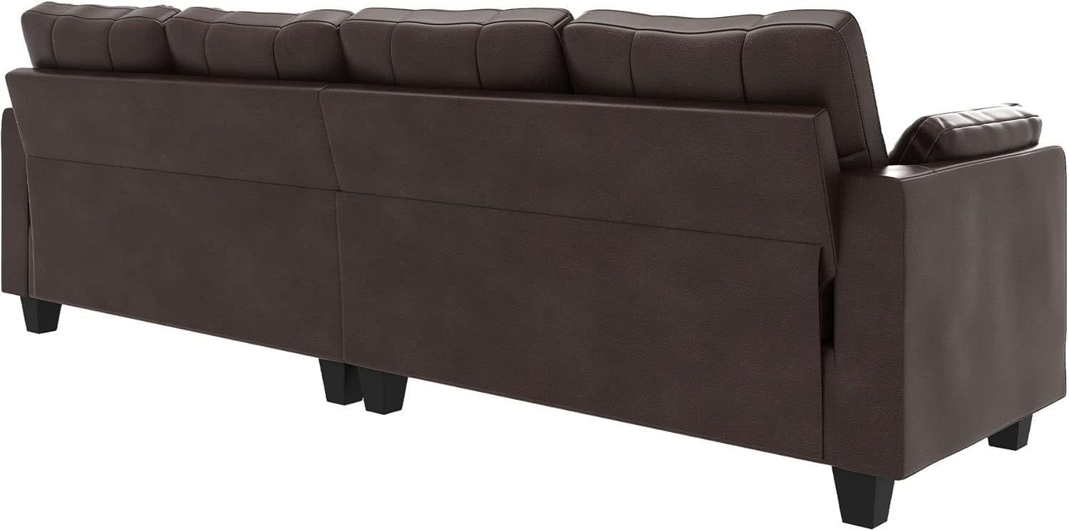 HONBAY Faux Leather Sectional Sofa Couch Reversible L Shaped Couch Sofa 4 Seat Sofa Sectional Couch for Small Apartment - Image 9