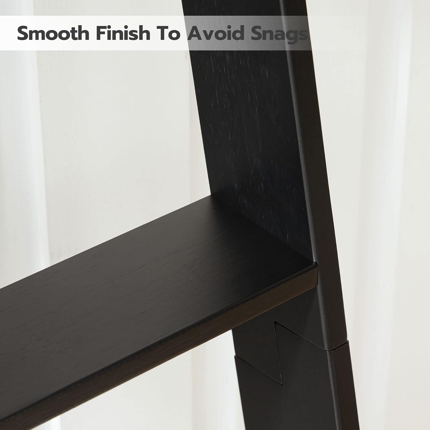 HOOBRO Blanket Ladder, Wall Leaning 5 Ft Blanket Rack, 5 Tier Farmhouse Ladder Shelf, Towel Rack, Decorative Quilt Rack, Removable Hooks, Living Room, Bedroom, Bathroom, Black BB51CJ01 - Image 9