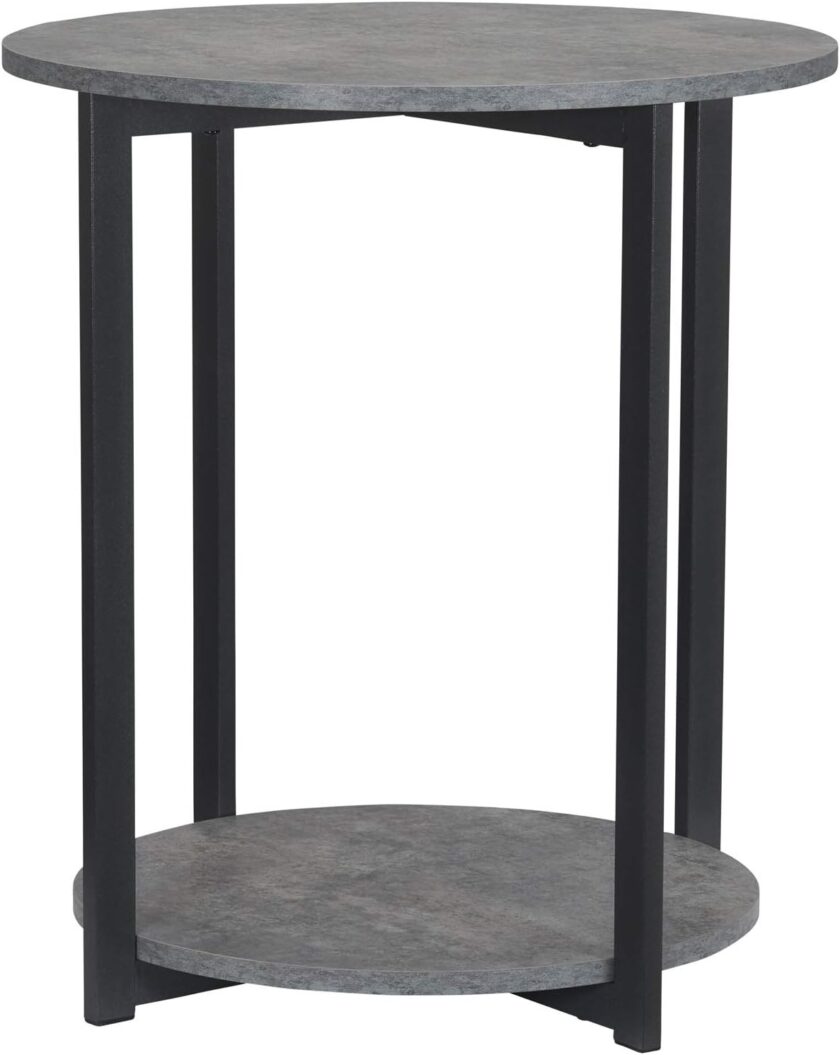 Household Essentials Jamestown Round Coffee Table Ashwood Rustic Wood Grain and Black Metal, 31.5 x 31.5 - Image 30