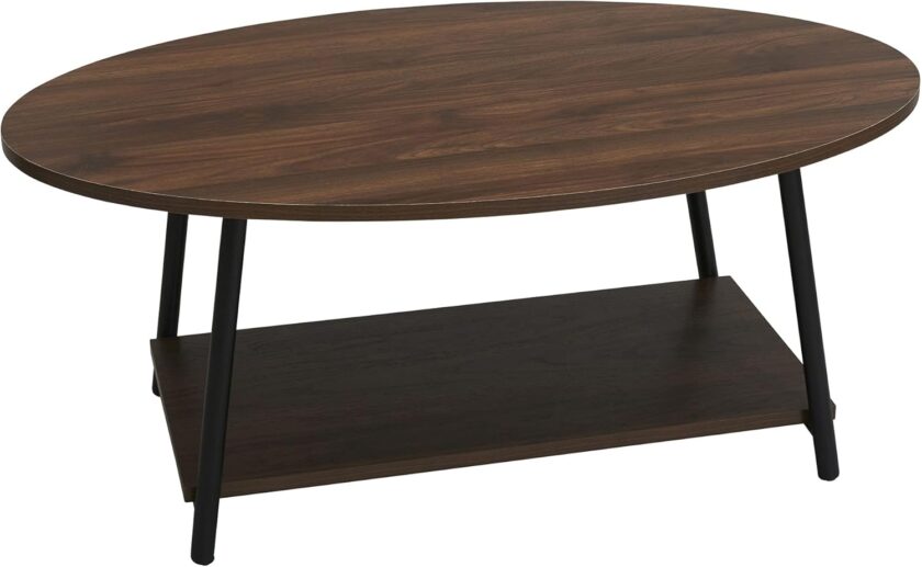 Household Essentials Jamestown Round Coffee Table Ashwood Rustic Wood Grain and Black Metal, 31.5 x 31.5 - Image 83