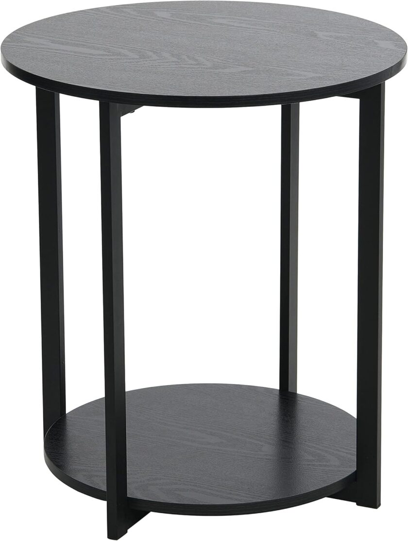 Household Essentials Jamestown Round Coffee Table Ashwood Rustic Wood Grain and Black Metal, 31.5 x 31.5 - Image 64