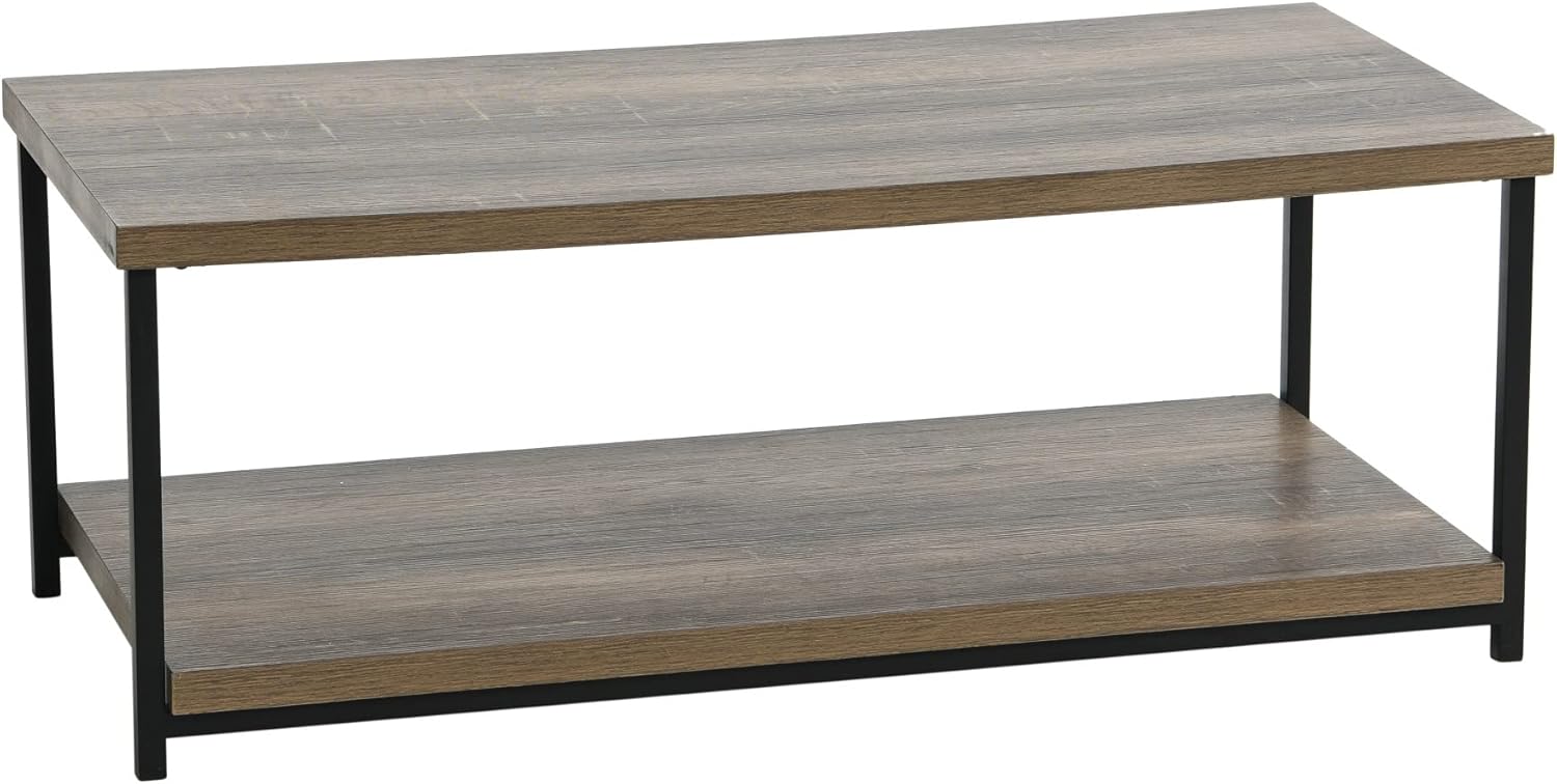 Household Essentials Jamestown Round Coffee Table Ashwood Rustic Wood Grain and Black Metal, 31.5 x 31.5 - Image 27