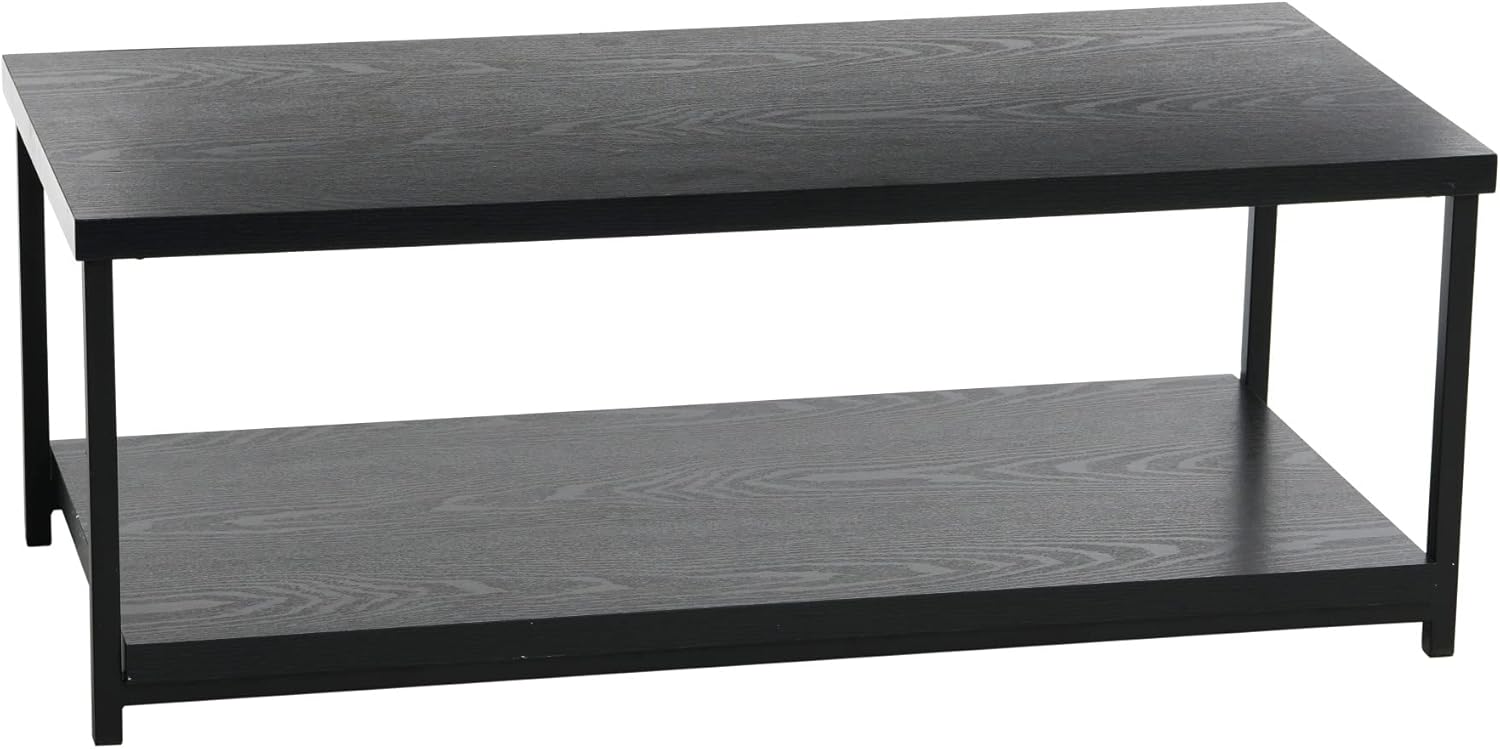 Household Essentials Jamestown Round Coffee Table Ashwood Rustic Wood Grain and Black Metal, 31.5 x 31.5 - Image 69