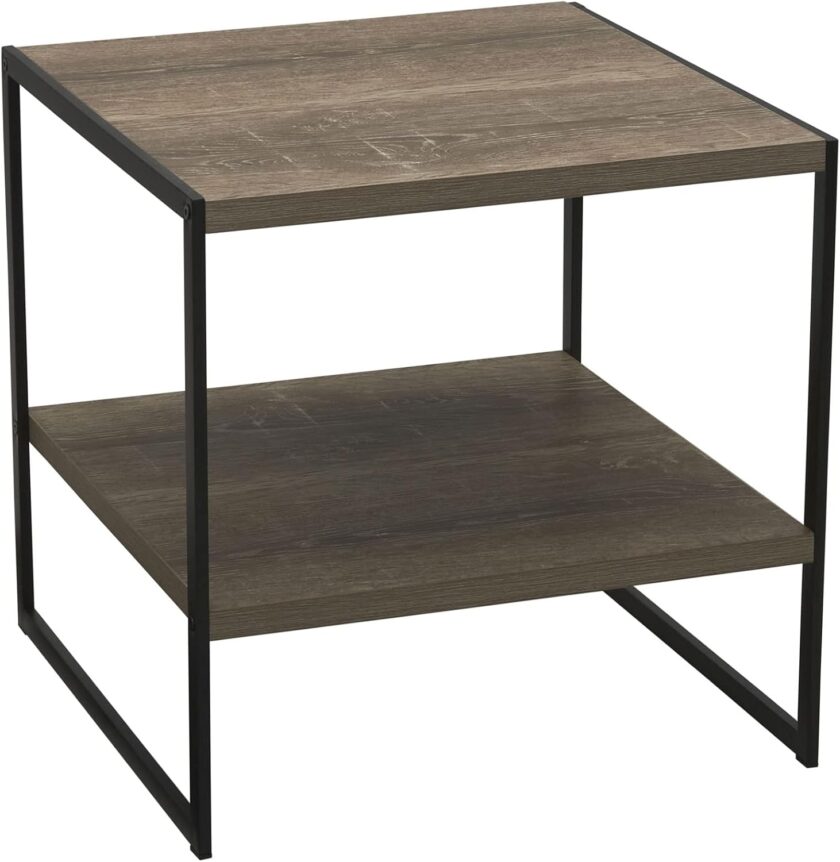 Household Essentials Jamestown Round Coffee Table Ashwood Rustic Wood Grain and Black Metal, 31.5 x 31.5 - Image 73