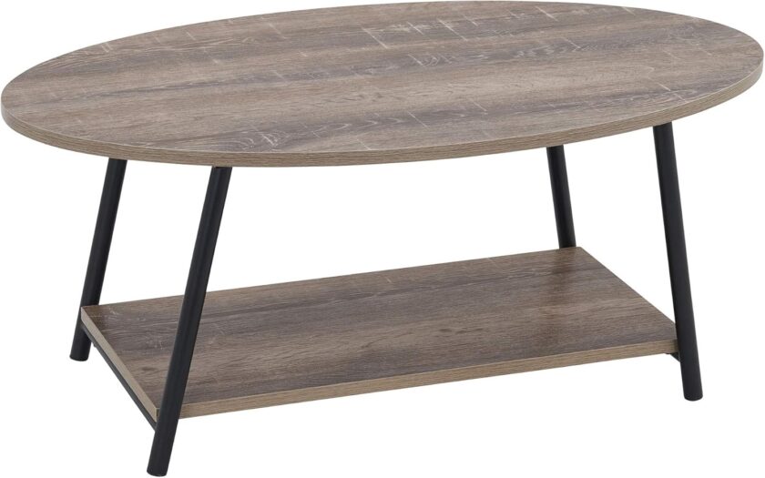 Household Essentials Jamestown Round Coffee Table Ashwood Rustic Wood Grain and Black Metal, 31.5 x 31.5 - Image 15