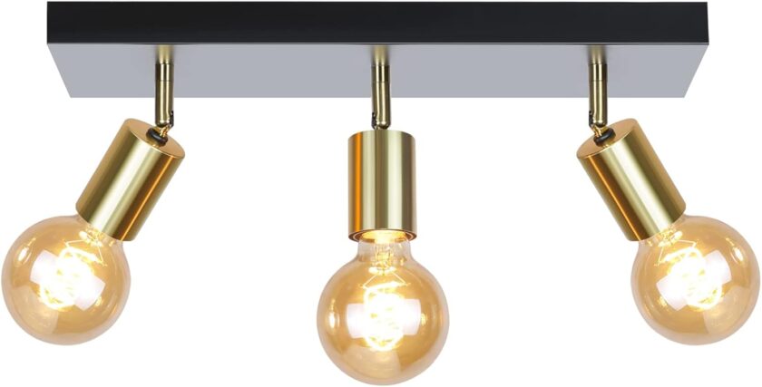 Hurrah Track Lighting Fixture Kit 6-Lights - Black Flexibly Foldable Ceiling Spotlight Modern Semi Flush Mount Ceiling Light for Rustic Industrial Dinging Room Living Room Bedroom Hallway - E26 Base - Image 10