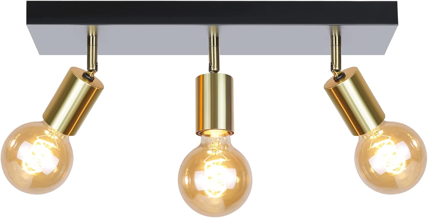 Hurrah Track Lighting Fixture Kit 6-Lights - Black Flexibly Foldable Ceiling Spotlight Modern Semi Flush Mount Ceiling Light for Rustic Industrial Dinging Room Living Room Bedroom Hallway - E26 Base - Image 10