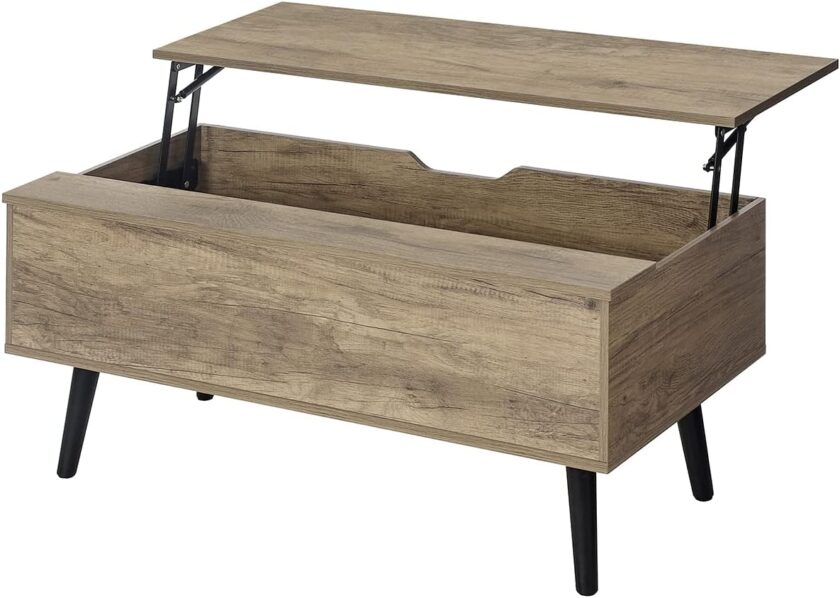 Iwell Mid Century Modern Coffee Table with Storage Shelf for Living Room, Boho Cocktail Table, TV Table, Rectangular Sofa Table, Office Table, Solid Elegant Functional Table, Rustic Brown - Image 14