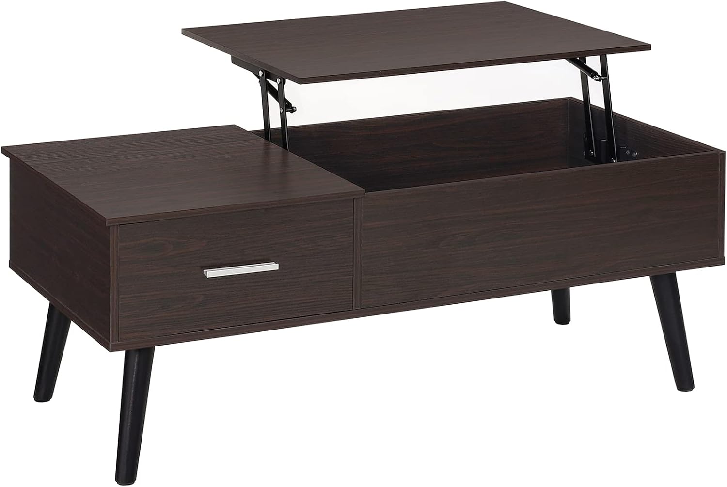 Iwell Mid Century Modern Coffee Table with Storage Shelf for Living Room, Boho Cocktail Table, TV Table, Rectangular Sofa Table, Office Table, Solid Elegant Functional Table, Rustic Brown - Image 8