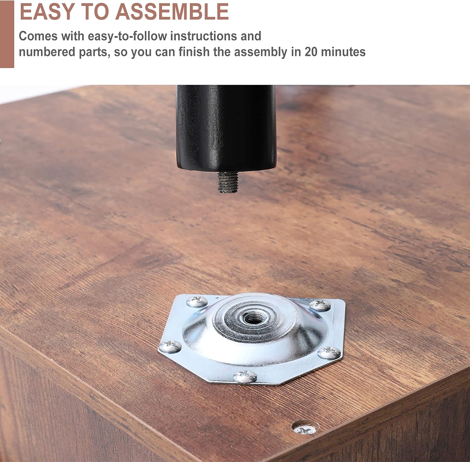 Iwell Mid Century Modern Coffee Table with Storage Shelf for Living Room, Boho Cocktail Table, TV Table, Rectangular Sofa Table, Office Table, Solid Elegant Functional Table, Rustic Brown - Image 6