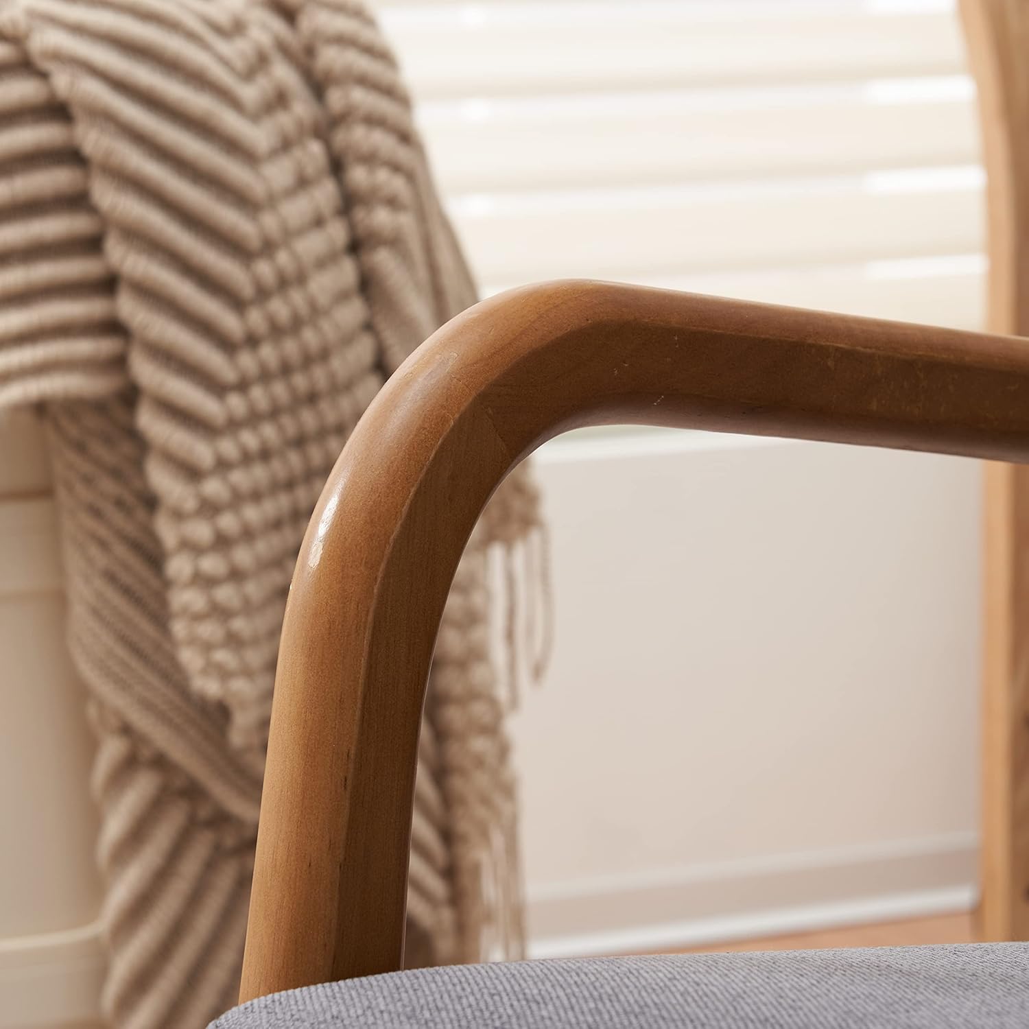 JOYBASE Lounge Accent Chair, Mid Century Modern Chair, High Back Chair, Wood Frame Armchair, Comfy Reading Chair for Living Room, Office, Bedroom (Dark Grey, Fabric) - Image 7