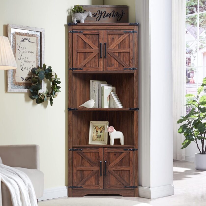 JXQTLINGMU Farmhouse Storage Cabinet with Adjustable Shelves, Bathroom Storage Cabinet with Drawer & 2 Barn Doors, Versatile Storage for Bathroom, Laundry Room, Living Room, Kitchen, Black - Image 8