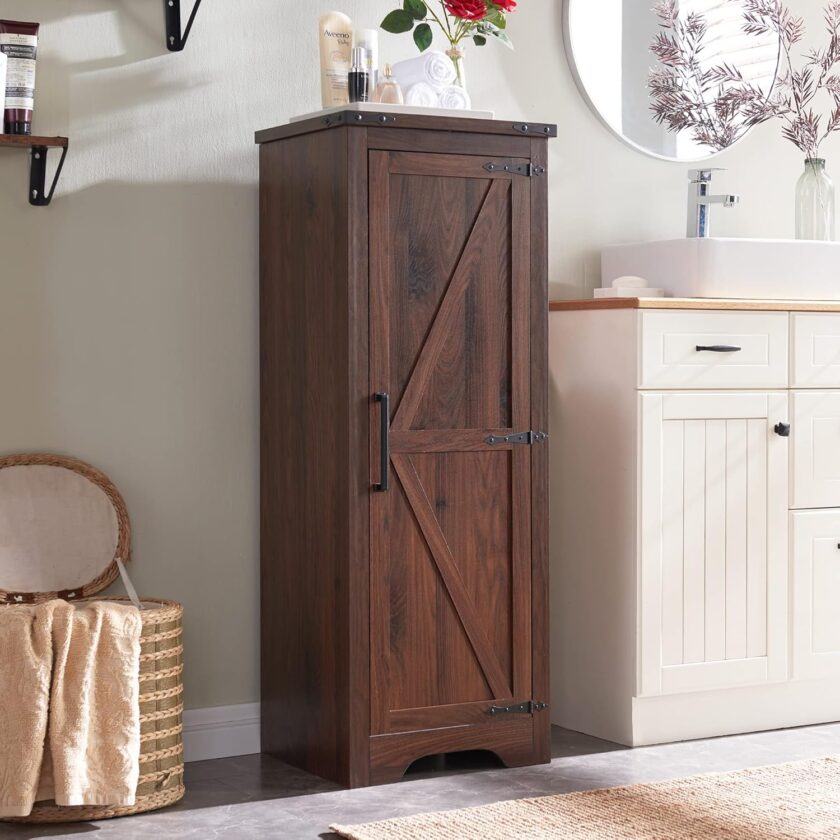JXQTLINGMU Farmhouse Storage Cabinet with Adjustable Shelves, Bathroom Storage Cabinet with Drawer & 2 Barn Doors, Versatile Storage for Bathroom, Laundry Room, Living Room, Kitchen, Black - Image 15