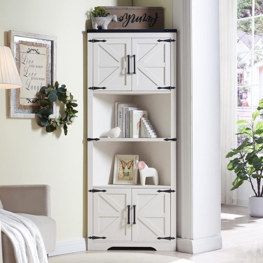 JXQTLINGMU Farmhouse Storage Cabinet with Adjustable Shelves, Bathroom Storage Cabinet with Drawer & 2 Barn Doors, Versatile Storage for Bathroom, Laundry Room, Living Room, Kitchen, Black - Image 11