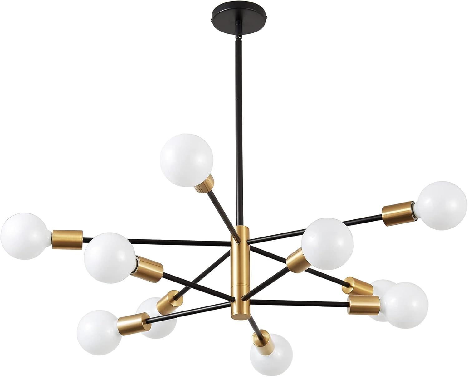 KAISITE Modern Sputnik Chandelier - 10-Light Ceiling Light Fixture Black and Gold Chandelier Height Adjustable Mid Century Pendant Sputnik Lighting for Dining Room Living Room Bedroom Farmhouse - Image 9