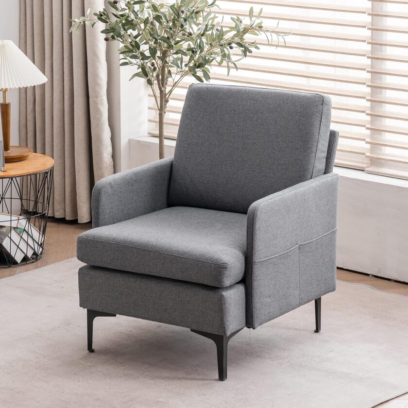Karl home Accent Chair Upholstered Sofa Chair Teddy Fleece Modern Armchair Mid-Century Living Room Furniture, Pink - Image 8