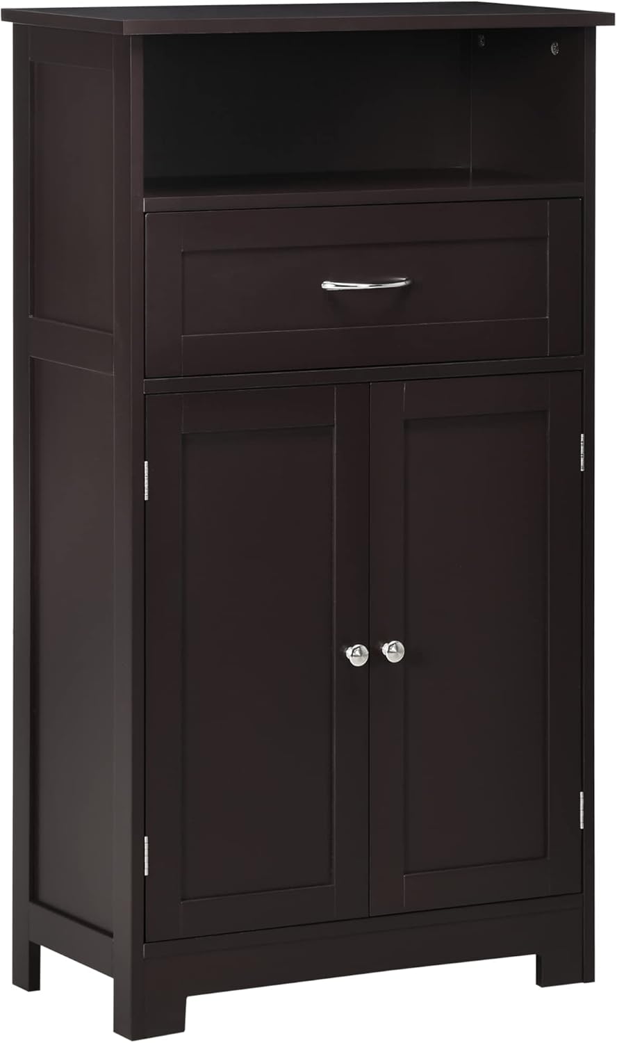 kleankin Modern Bathroom Floor Cabinet, Free Standing Storage Cupboard, Linen Cabinet with Drawer and Adjustable Shelf, White - Image 11