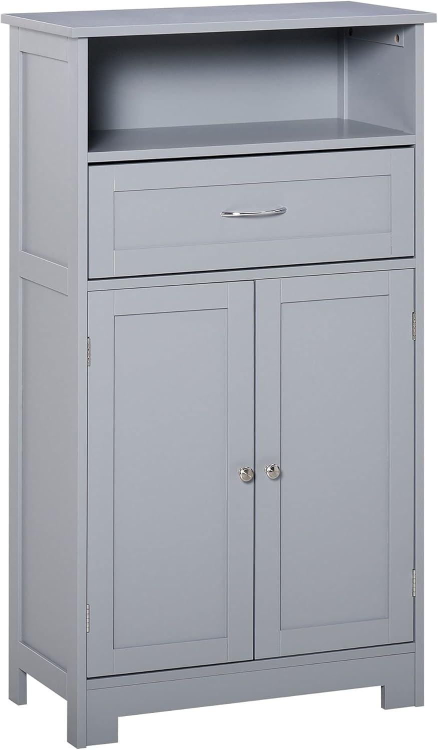 kleankin Modern Bathroom Floor Cabinet, Free Standing Storage Cupboard, Linen Cabinet with Drawer and Adjustable Shelf, White - Image 10