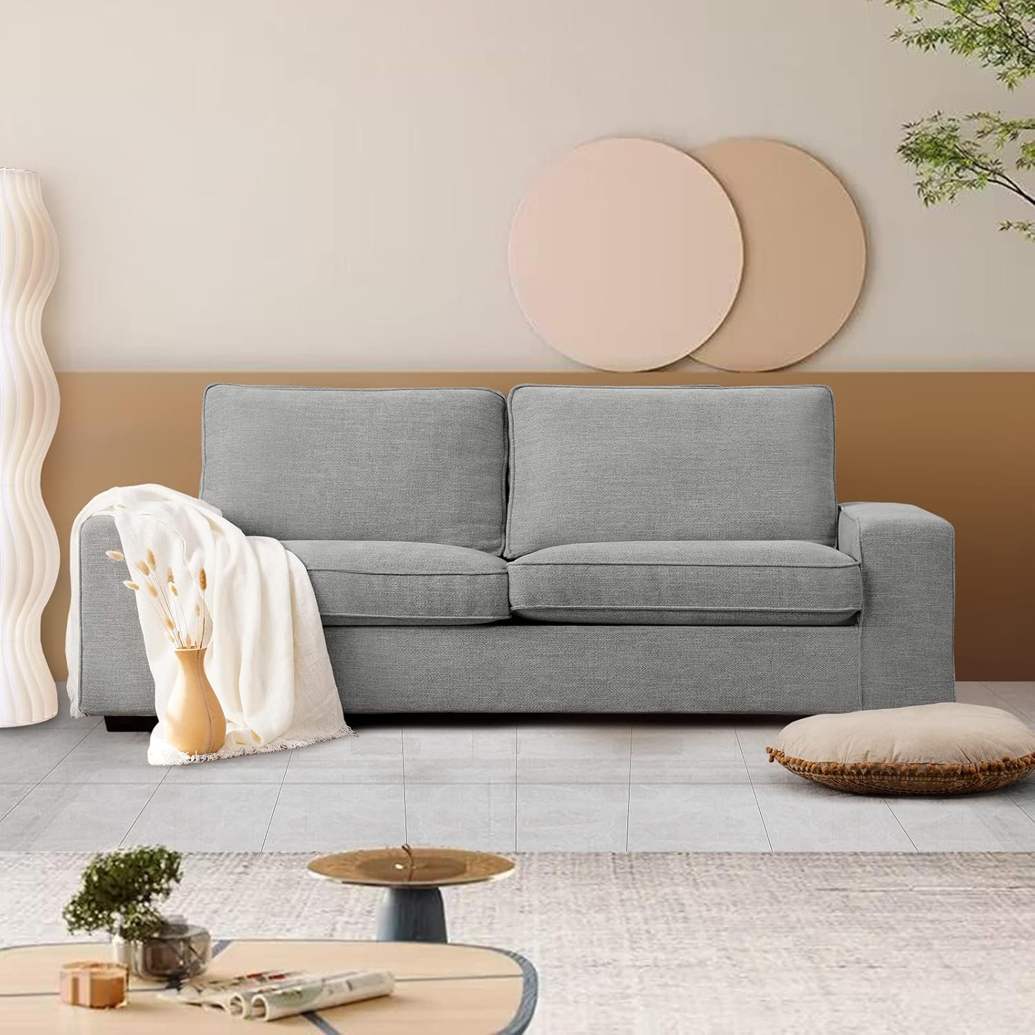 LEISLAND 88.58" Modern Sofas Couches for Living Room, Chenille Deep Seat Sofas & couches with Square Armrest, Removable Low-Back Sofa Cushion and Detachable Sofa Cover\/Easy to Install(Blue) - Image 13