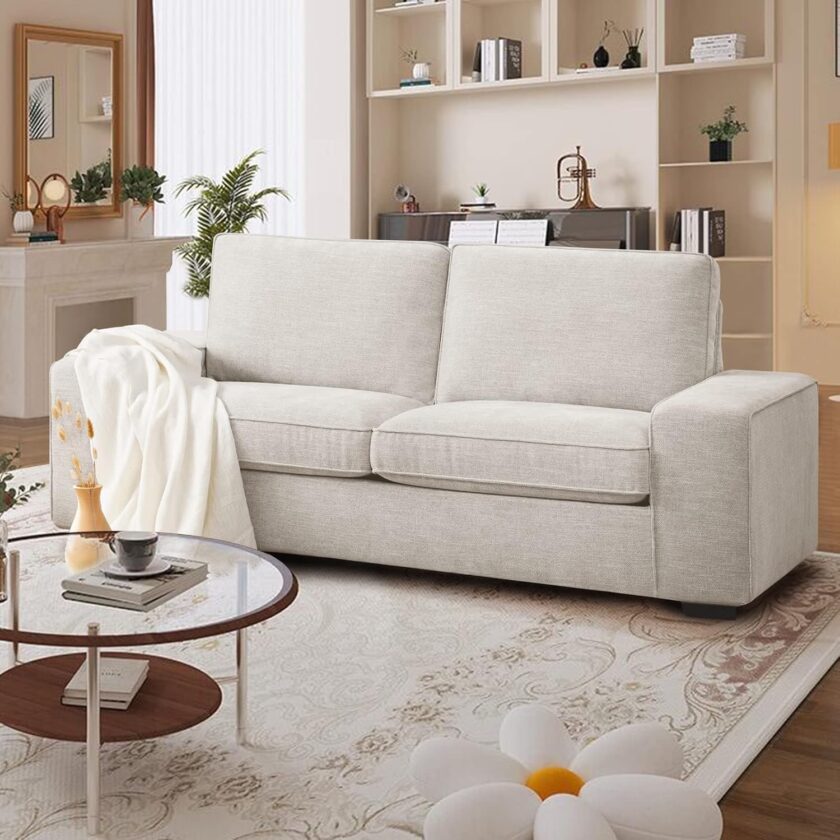 LEISLAND 88.58" Modern Sofas Couches for Living Room, Chenille Deep Seat Sofas & couches with Square Armrest, Removable Low-Back Sofa Cushion and Detachable Sofa Cover\/Easy to Install(Blue) - Image 11
