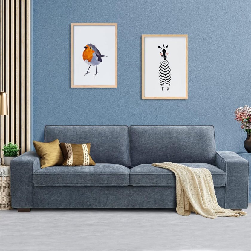 LEISLAND 88.58" Modern Sofas Couches for Living Room, Chenille Deep Seat Sofas & couches with Square Armrest, Removable Low-Back Sofa Cushion and Detachable Sofa Cover\/Easy to Install(Blue) - Image 7