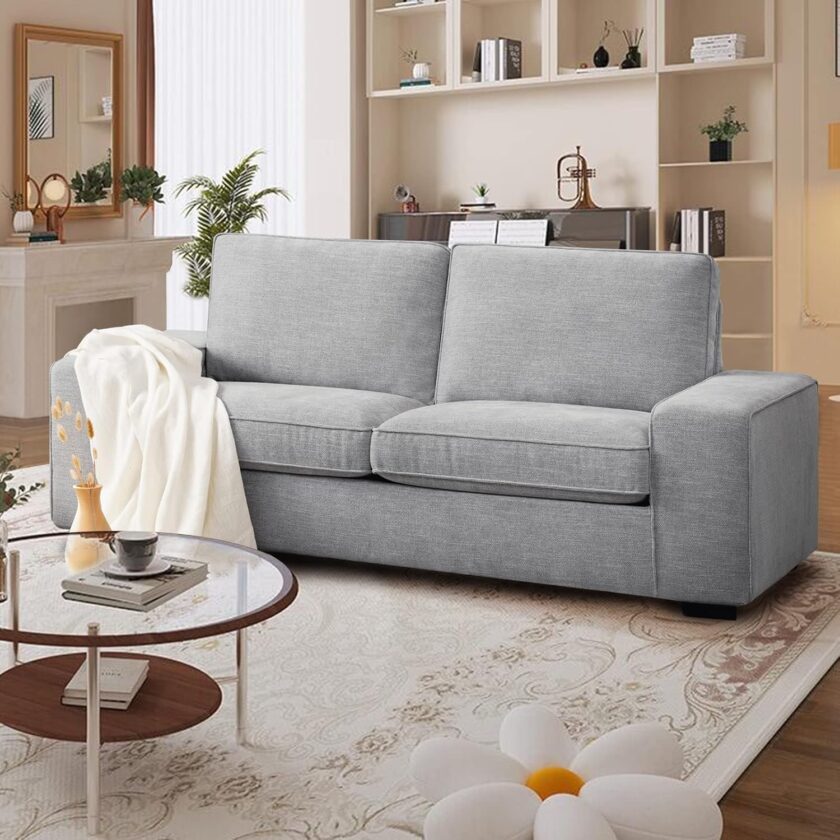 LEISLAND 88.58" Modern Sofas Couches for Living Room, Chenille Deep Seat Sofas & couches with Square Armrest, Removable Low-Back Sofa Cushion and Detachable Sofa Cover\/Easy to Install(Blue) - Image 10