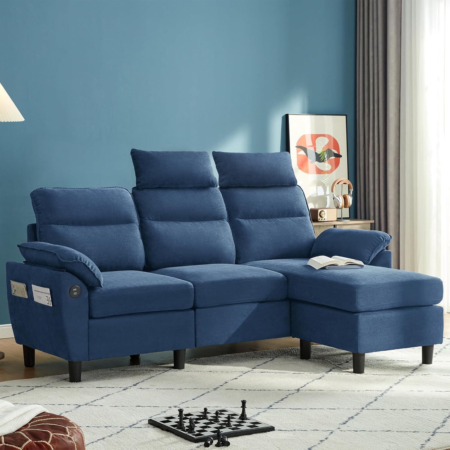 LINSY HOME Loveseat Sofa, Small Sofa with 2 USB Charging Ports and Side Pockets, 2 Seat Loveseat Couch for Small Spaces, Living Room, Cushion Covers Removable, Tool-Free Assembly, Dark Grey - Image 9